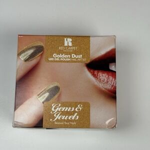 Red Carpet Golden Dust LED Gel Polish Nail Art‎ Kit Gems Jewels Bejewel Manicure
